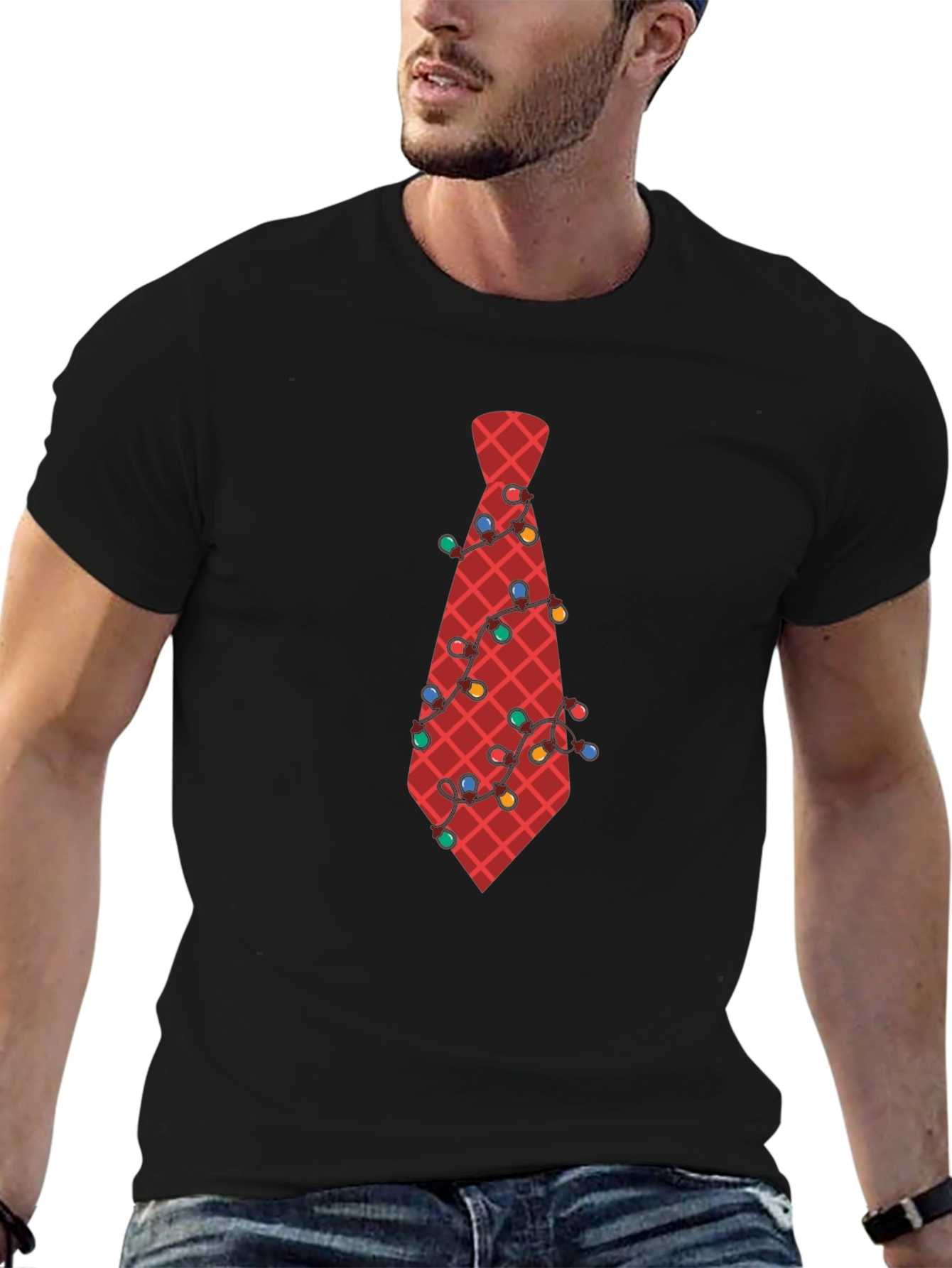 Festive Tie Graphic Tee - Holiday Party Ready!