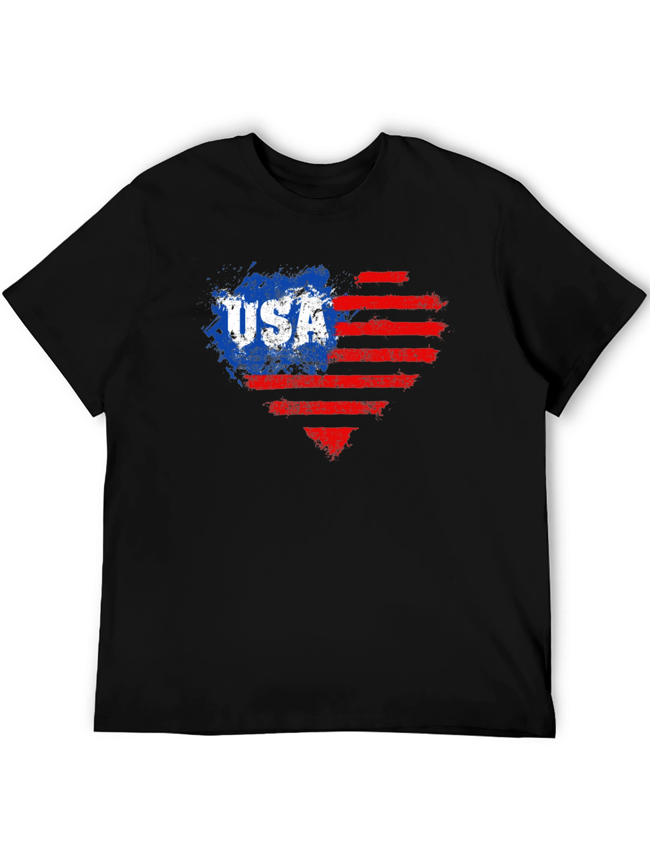 USA Flag Heart Graphic Tee - Patriotic Style