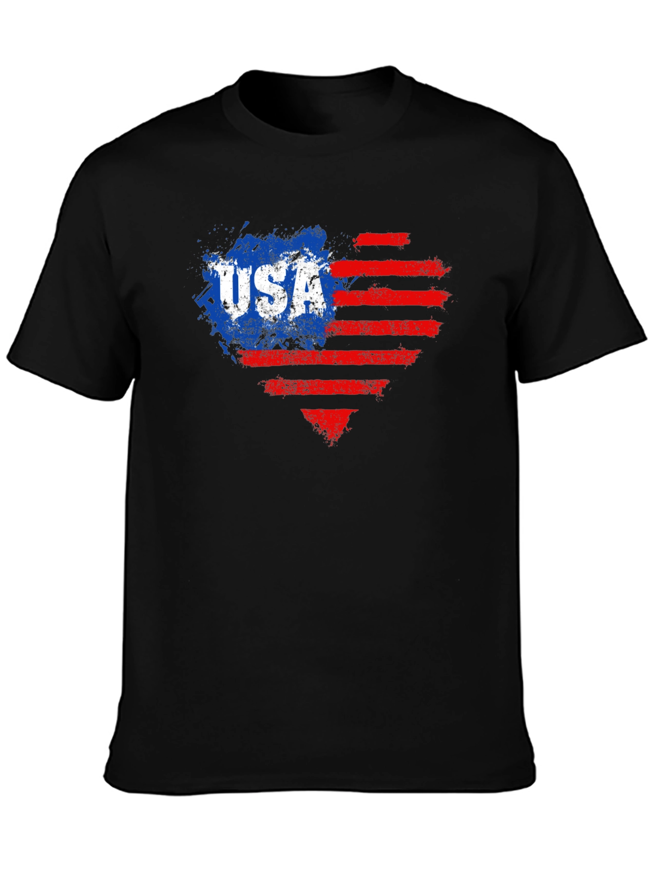 USA Flag Heart Graphic Tee - Patriotic Style