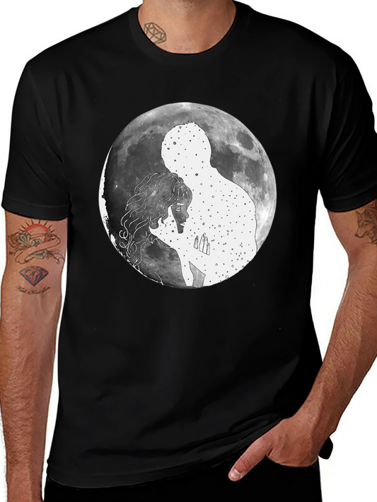 Celestial Embrace Graphic T-Shirt - Moonlit Love