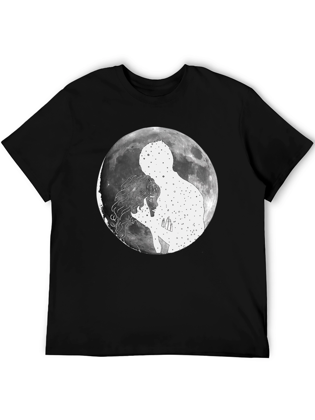 Celestial Embrace Graphic T-Shirt - Moonlit Love