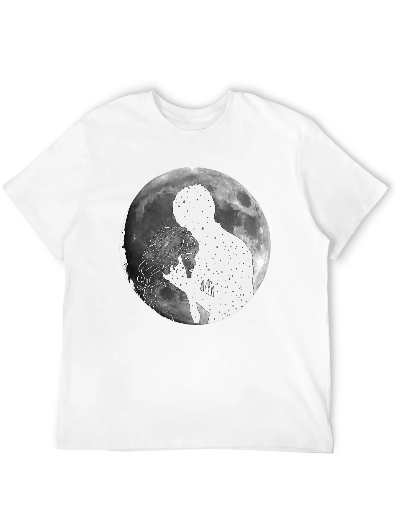 Celestial Embrace Graphic T-Shirt - Moonlit Love