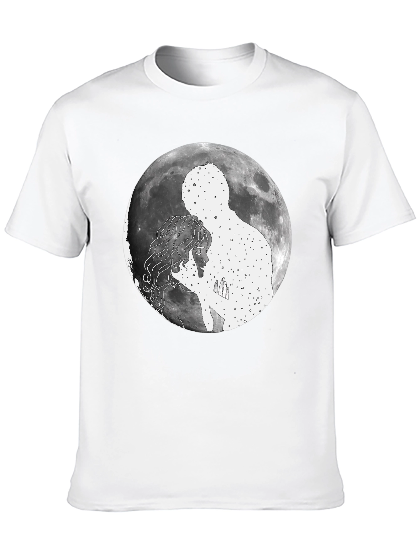 Celestial Embrace Graphic T-Shirt - Moonlit Love
