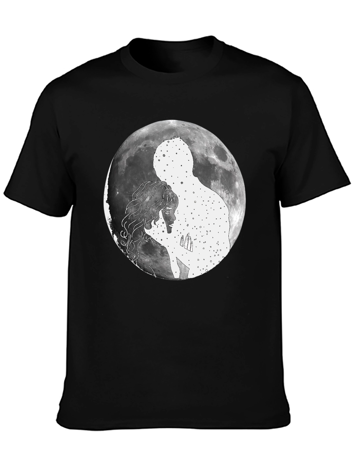 Celestial Embrace Graphic T-Shirt - Moonlit Love