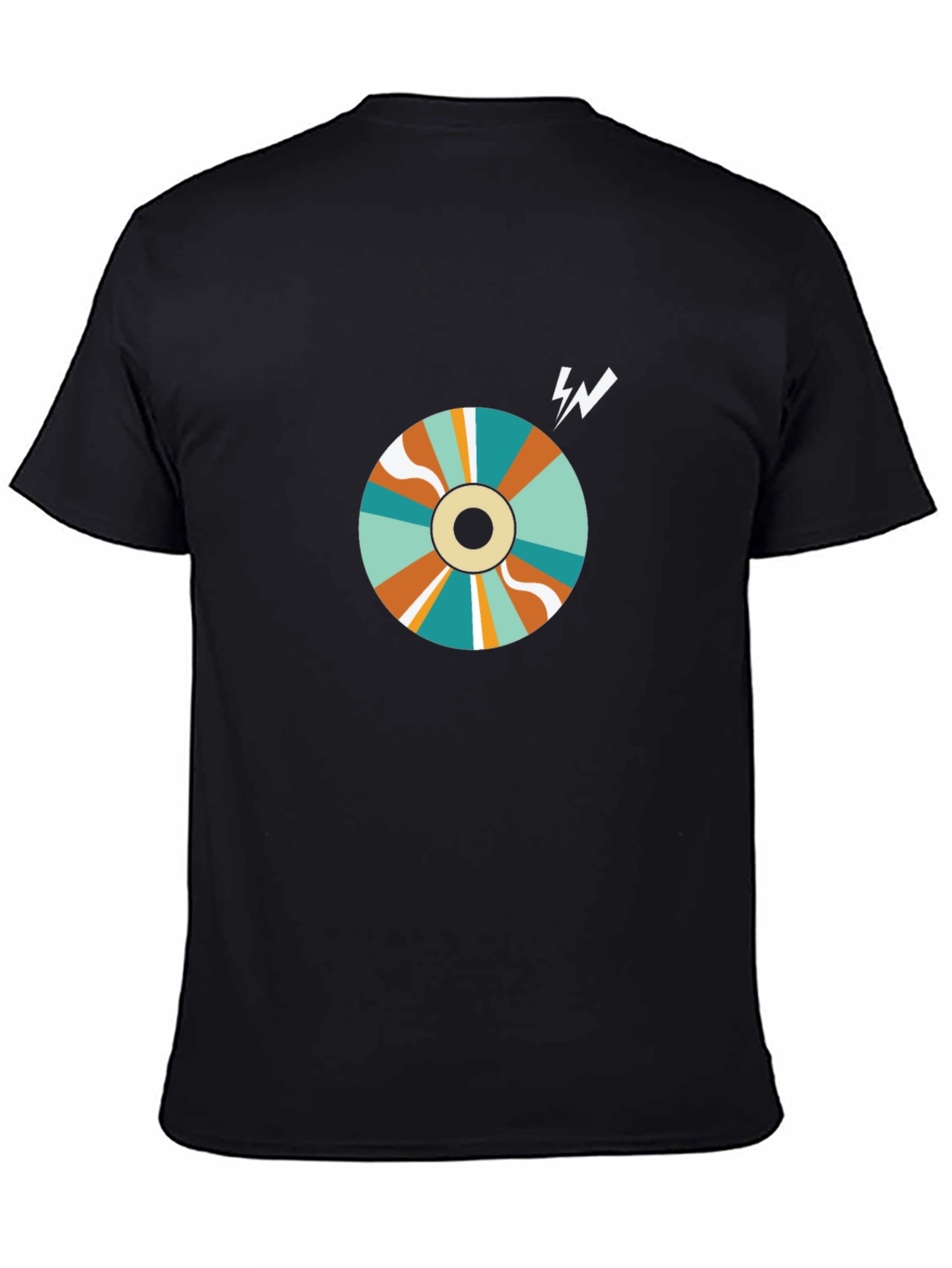 Retro Swirl Graphic Tee - Black Cotton Blend
