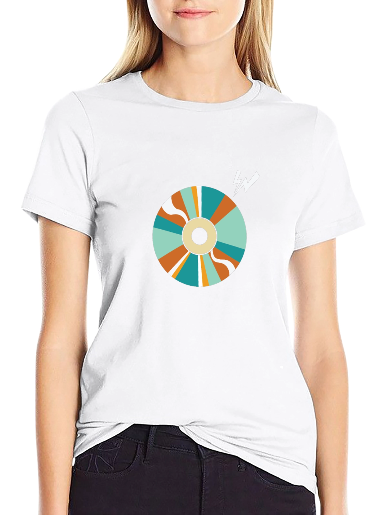 Retro Swirl Graphic Tee - Black Cotton Blend