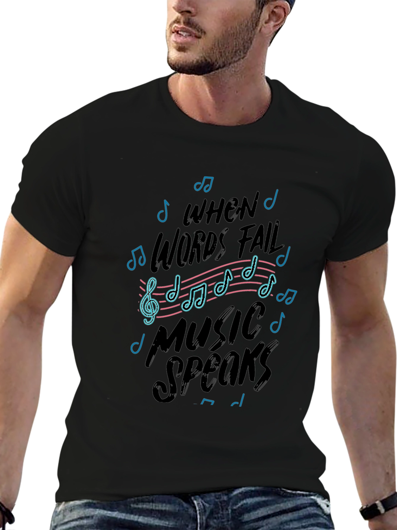 Music Speaks Graphic Tee - Black