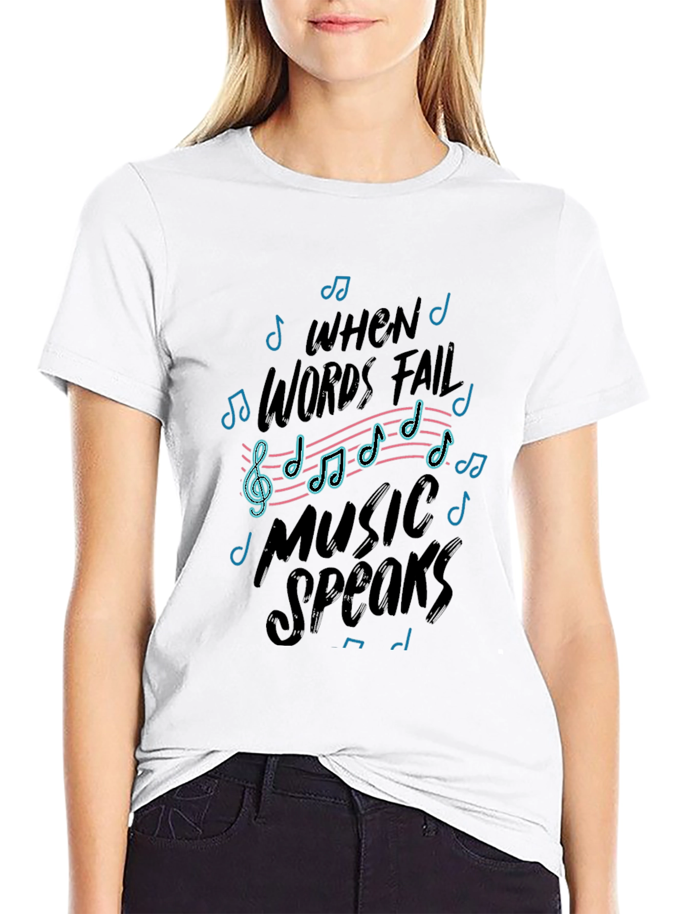 Music Speaks Graphic Tee - Black