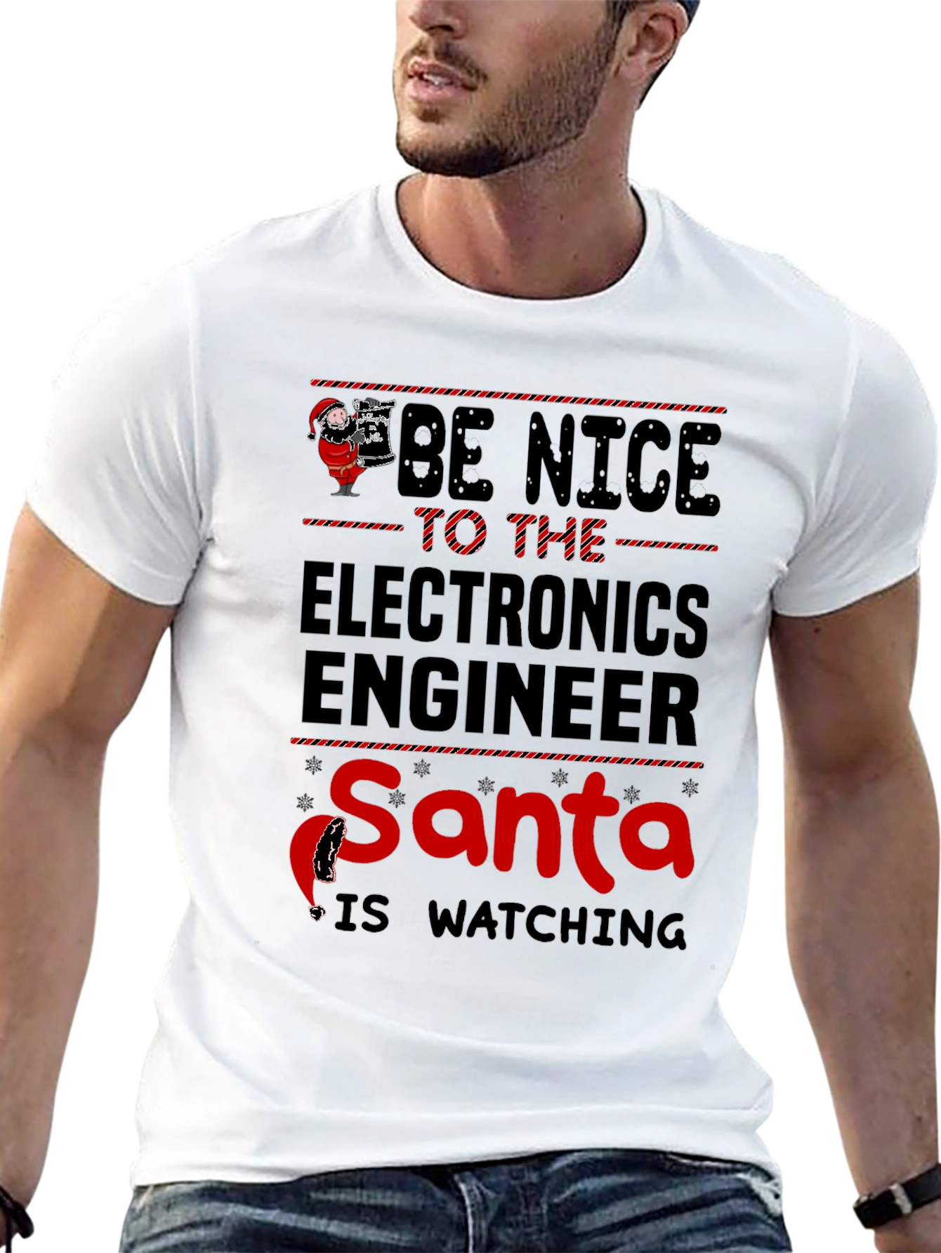 Be Nice to the Electronics Engineer Santa T-Shirt