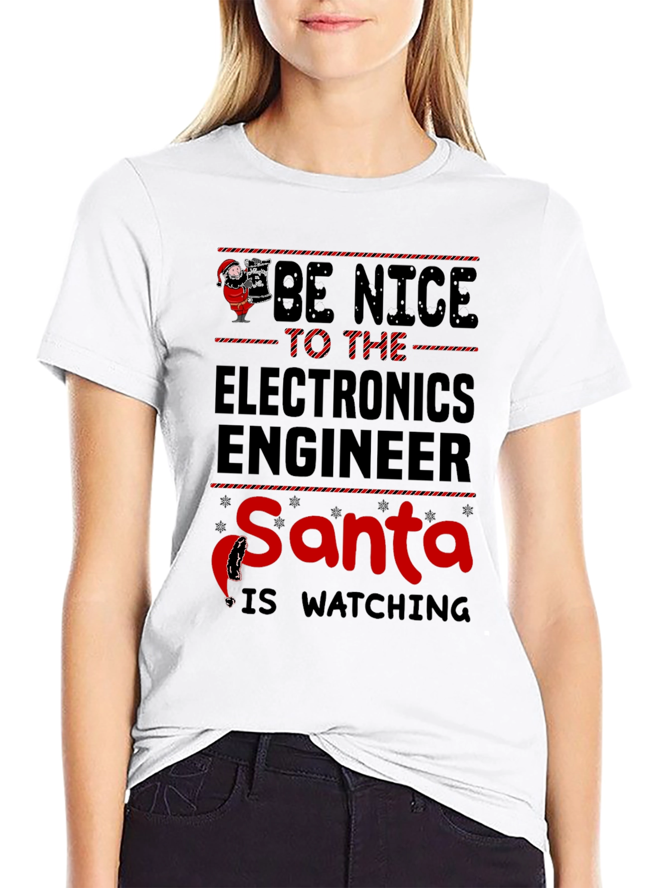Be Nice to the Electronics Engineer Santa T-Shirt