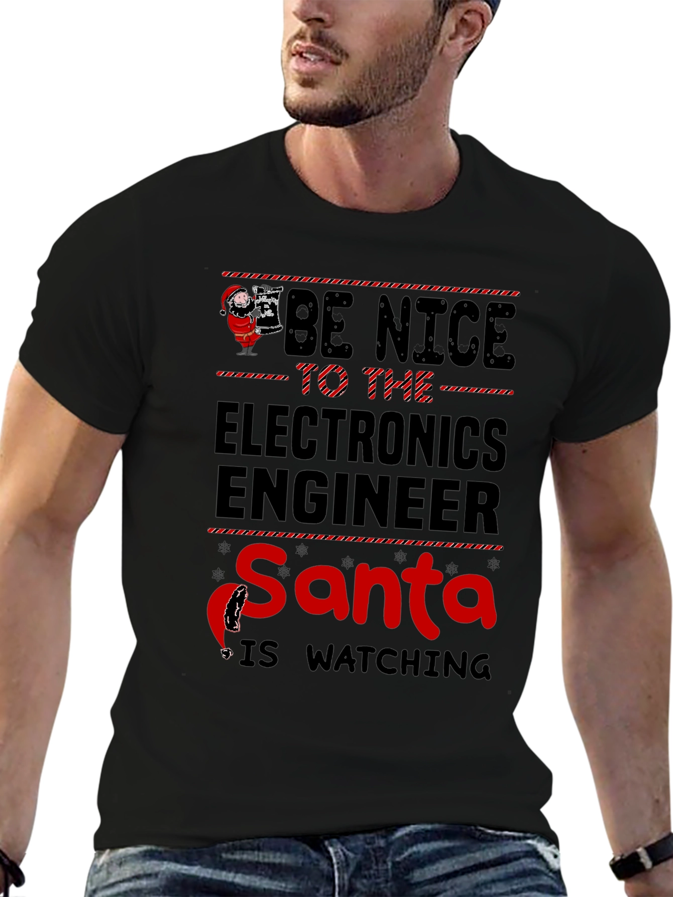 Be Nice to the Electronics Engineer Santa T-Shirt