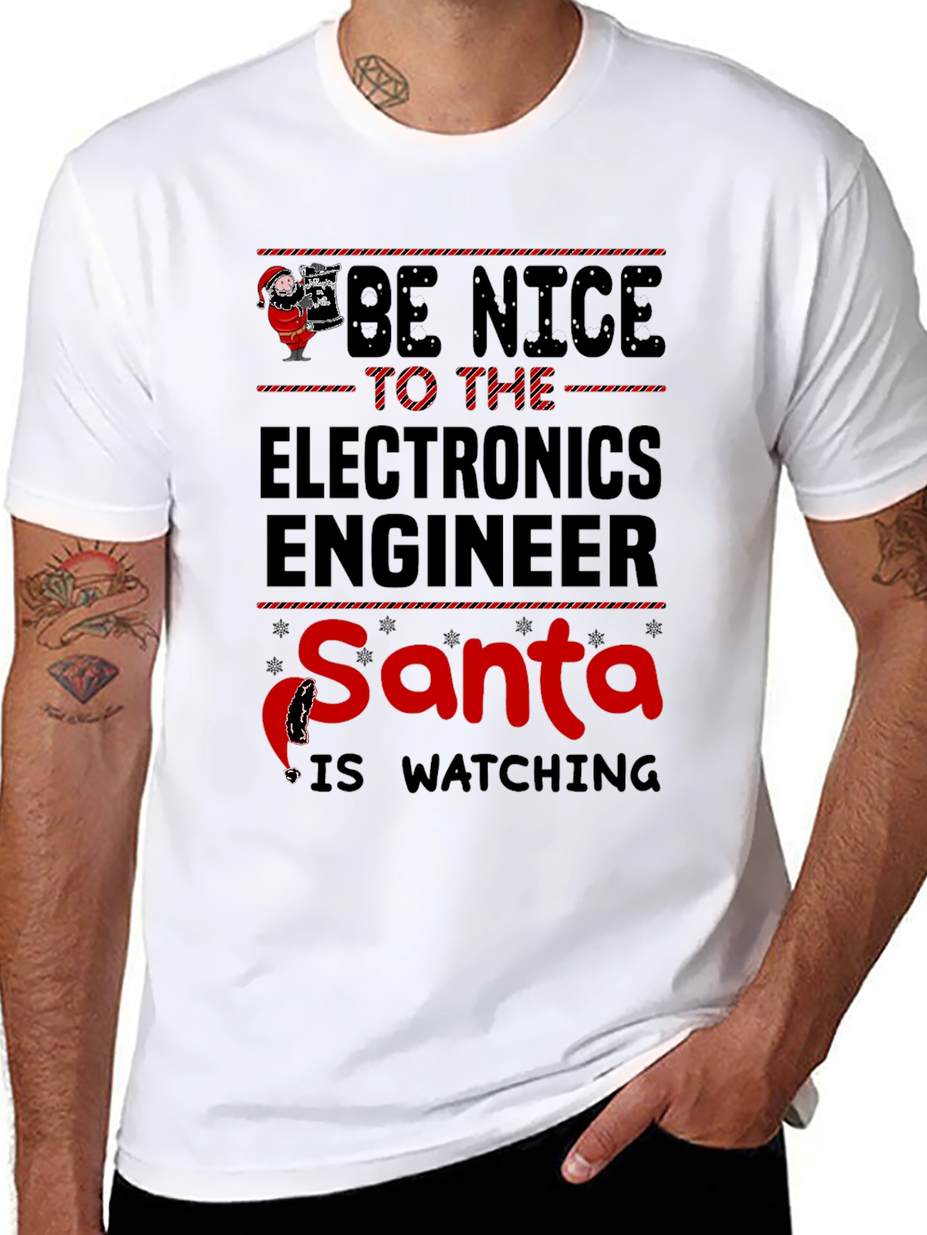 Be Nice to the Electronics Engineer Santa T-Shirt