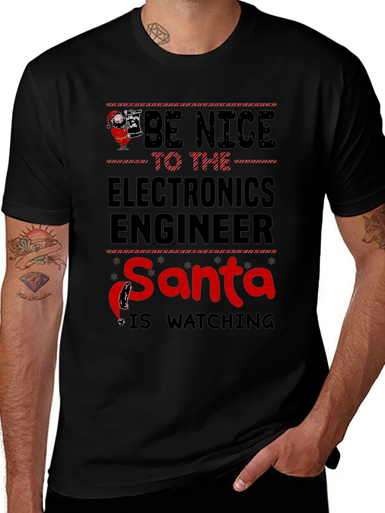 Be Nice to the Electronics Engineer Santa T-Shirt