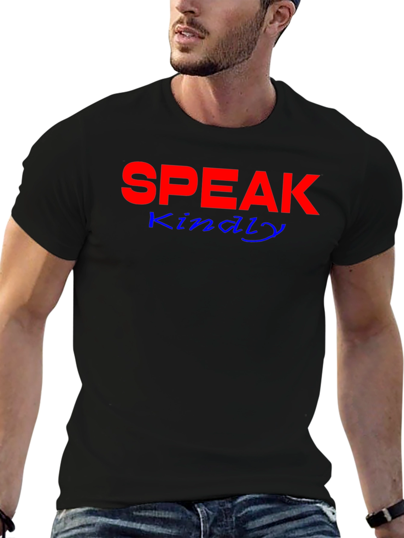 Speak Kindly Graphic Tee - Black Cotton Blend