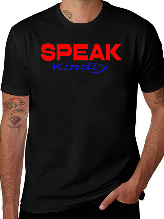 Speak Kindly Graphic Tee - Black Cotton Blend
