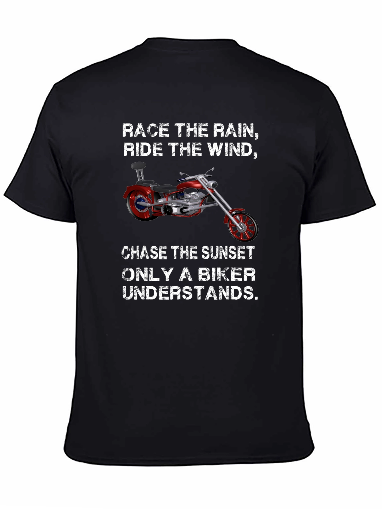 Biker T-Shirt: Race the Rain Ride the Wind