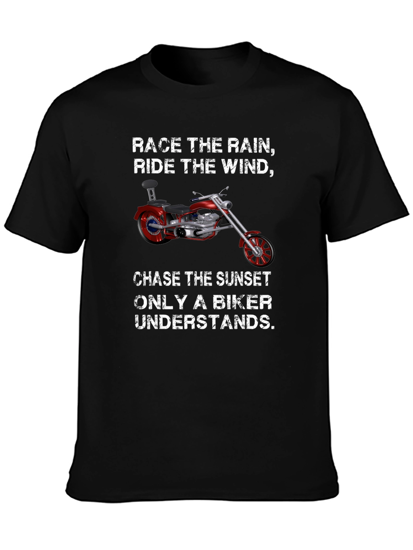 Biker T-Shirt: Race the Rain Ride the Wind