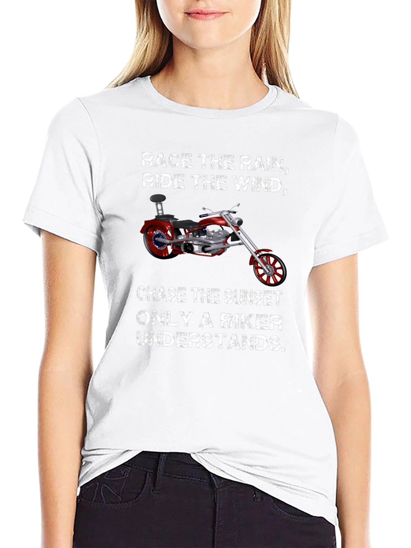 Biker T-Shirt: Race the Rain Ride the Wind