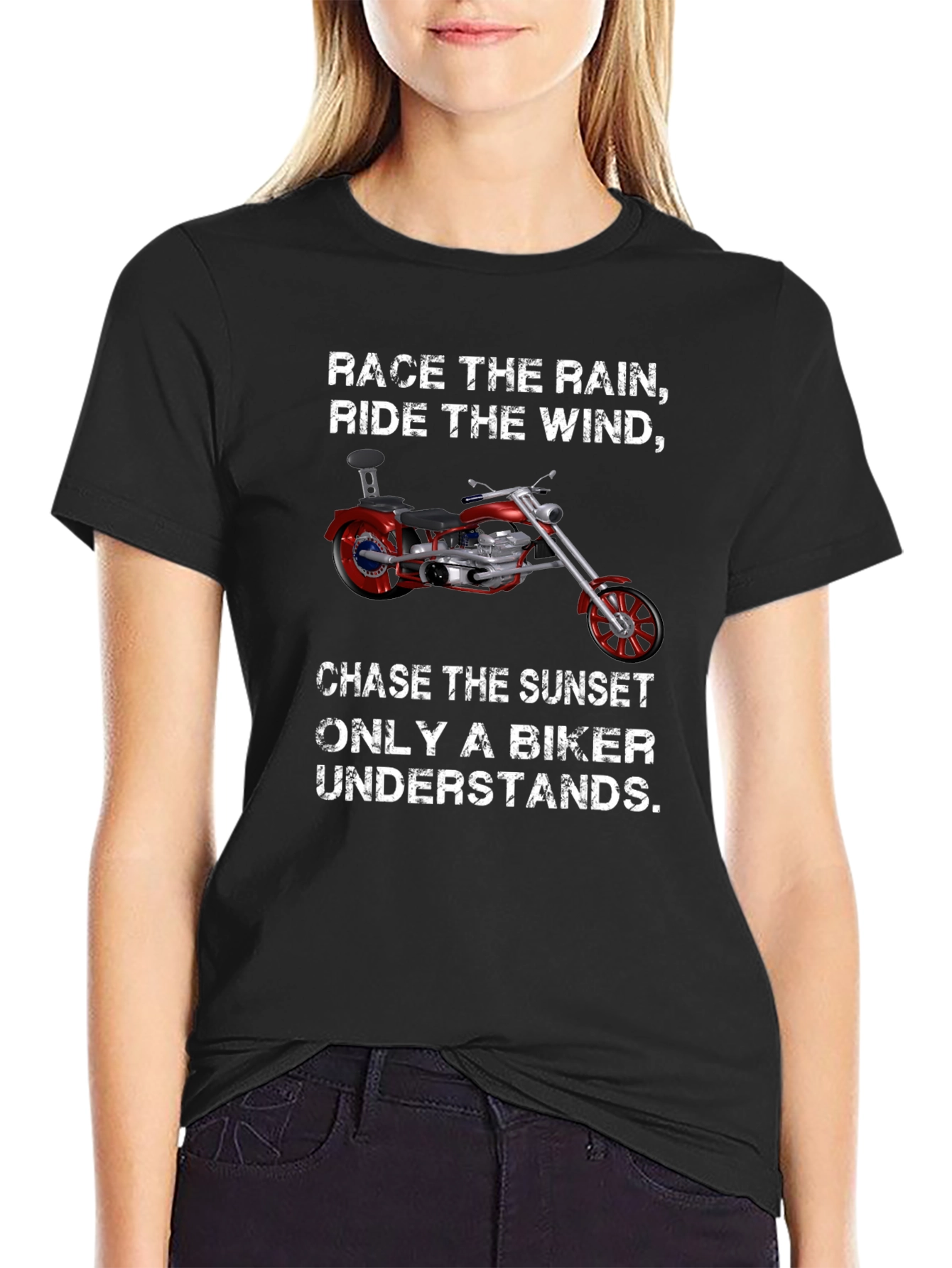 Biker T-Shirt: Race the Rain Ride the Wind