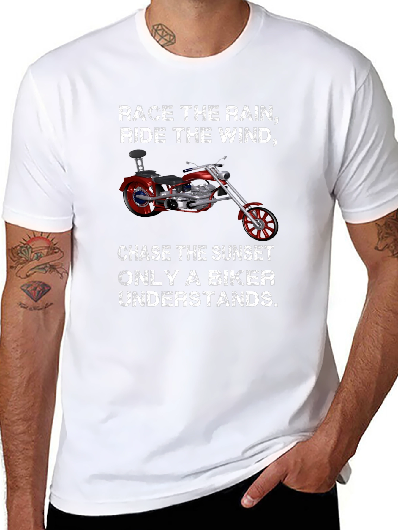 Biker T-Shirt: Race the Rain Ride the Wind