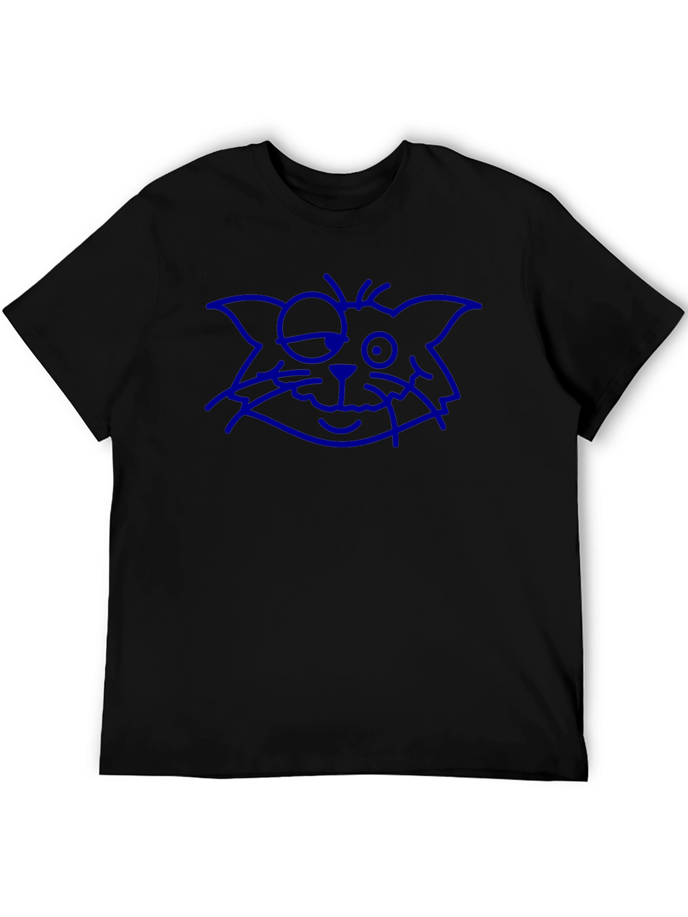 Blue Cat Sketch Black Tee