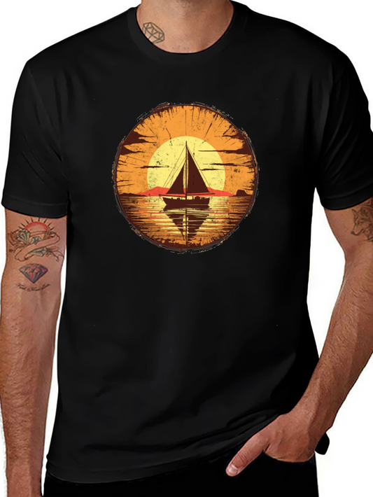 Sailboat Sunset Graphic T-Shirt