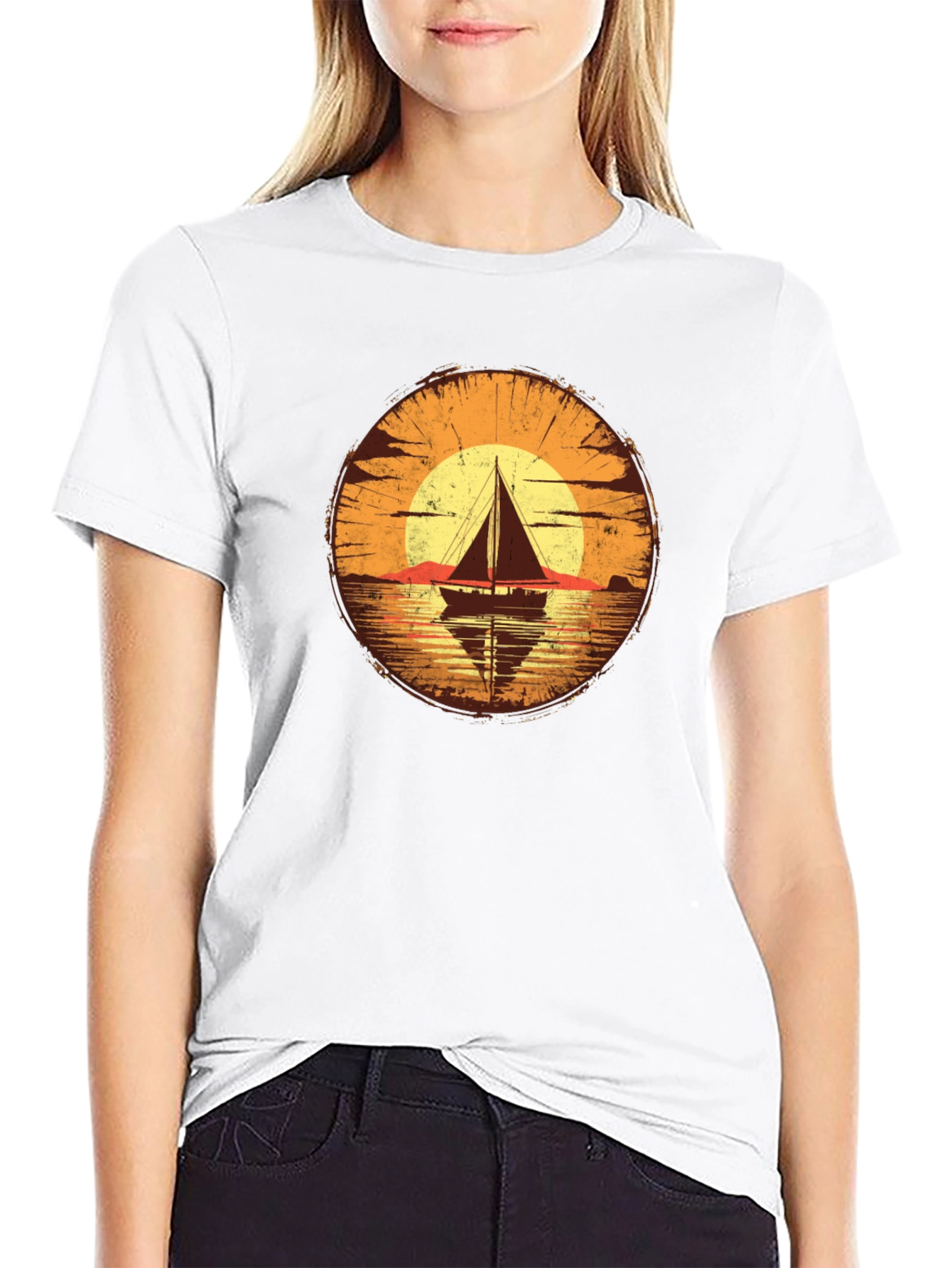 Sailboat Sunset Graphic T-Shirt