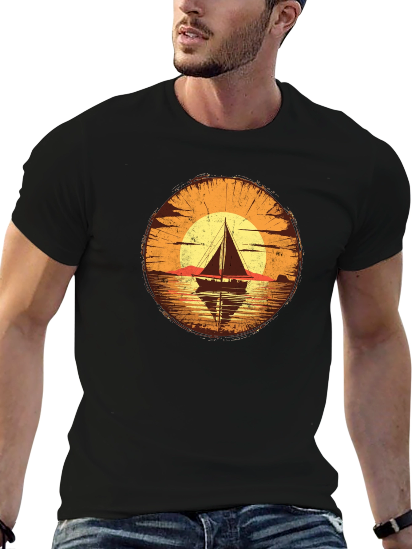 Sailboat Sunset Graphic T-Shirt