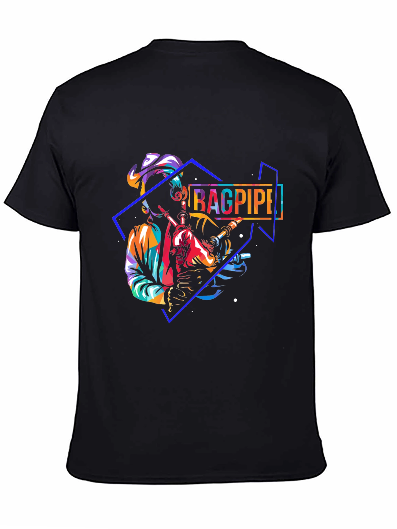 Bagpipe Player Black T-Shirt - Unique Design