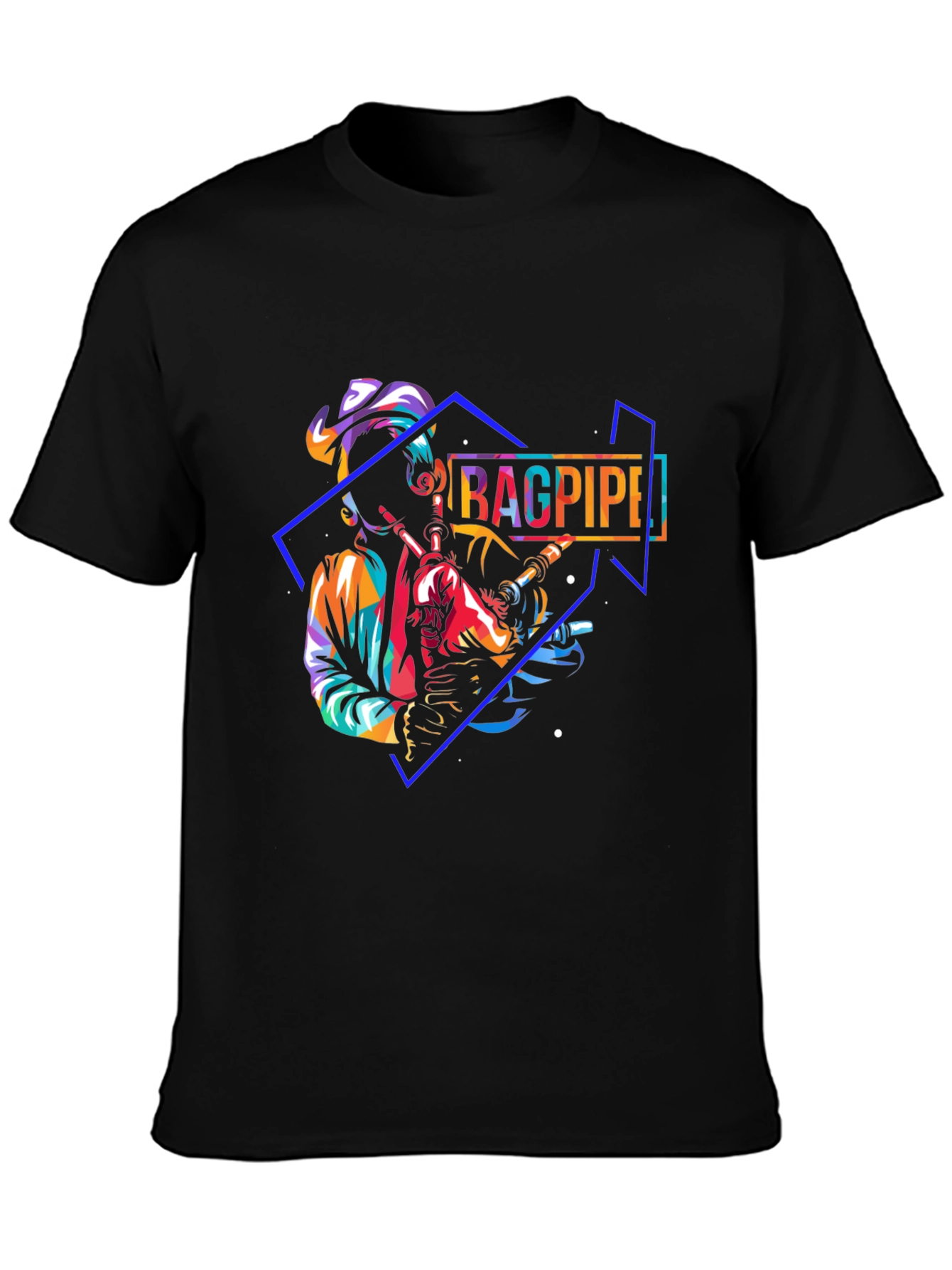 Bagpipe Player Black T-Shirt - Unique Design