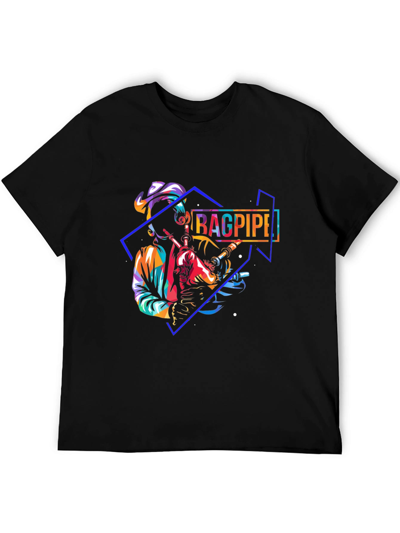 Bagpipe Player Black T-Shirt - Unique Design