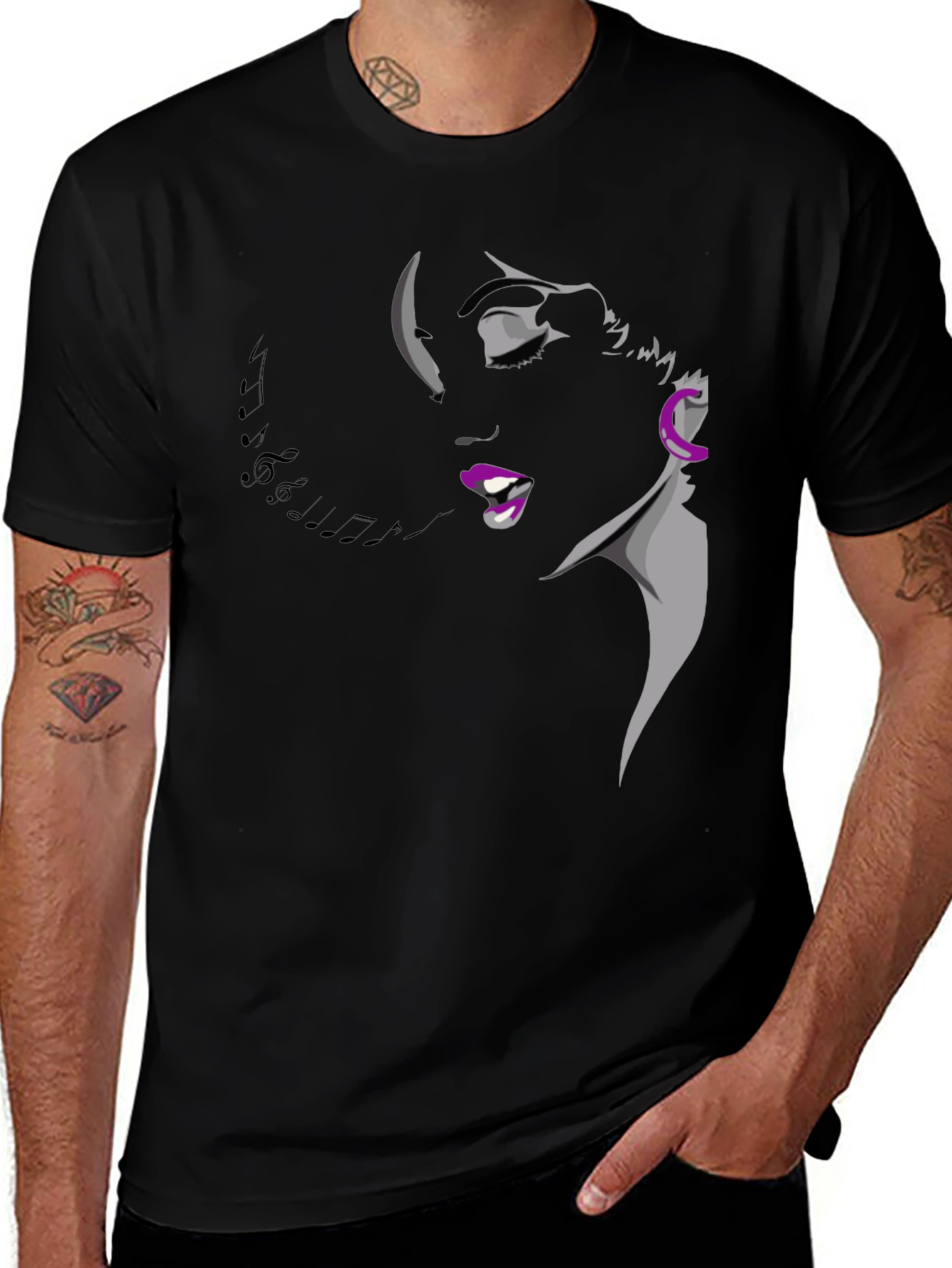 Singing Woman Graphic Tee - Black