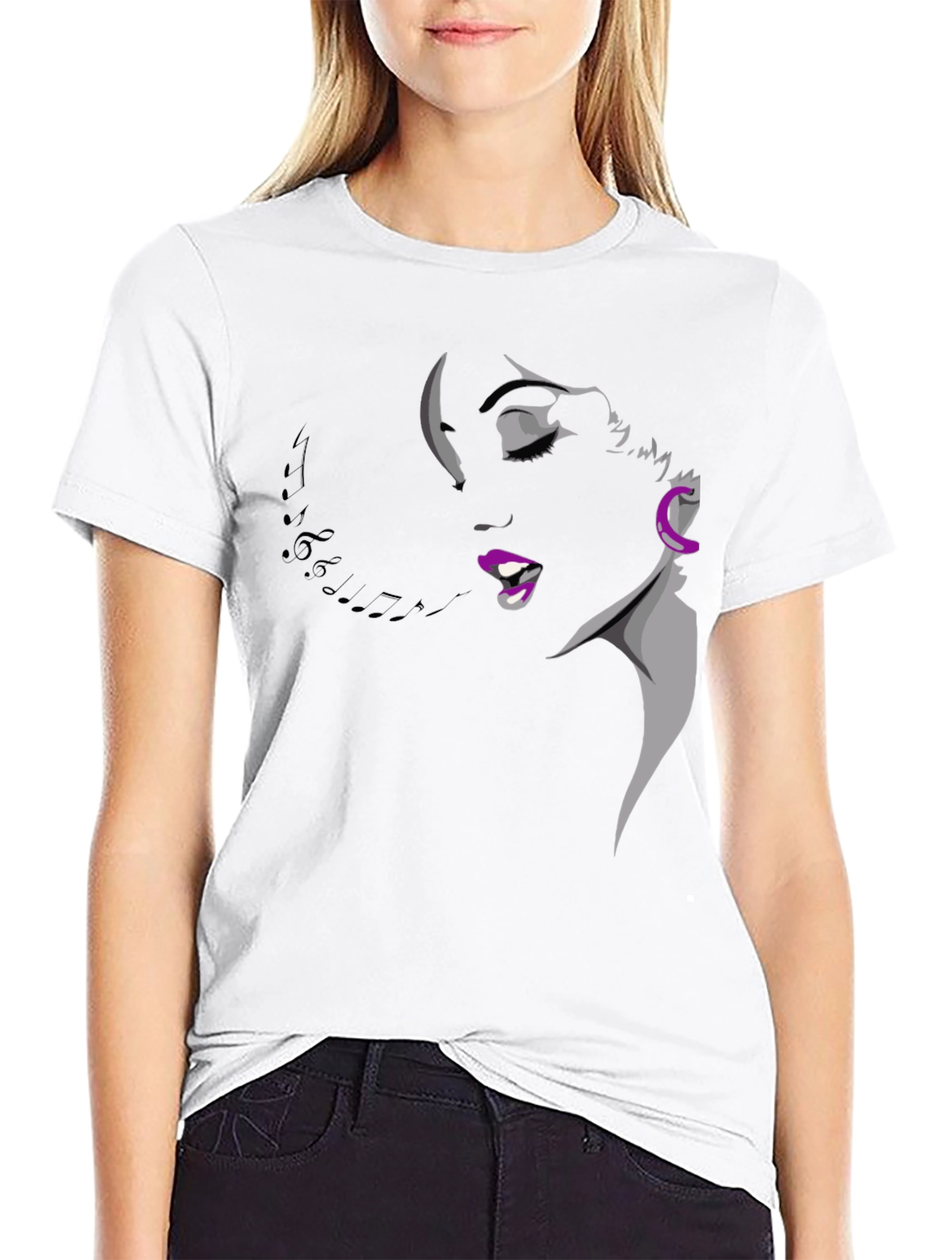 Singing Woman Graphic Tee - Black