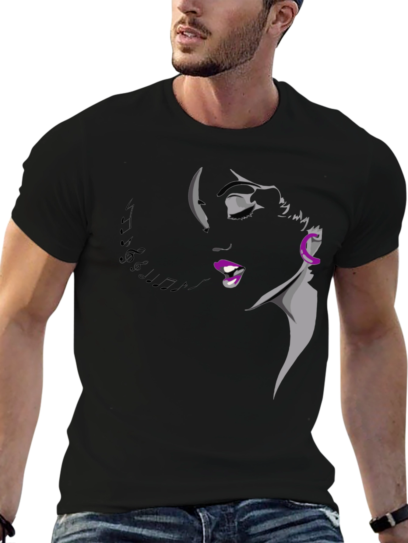 Singing Woman Graphic Tee - Black