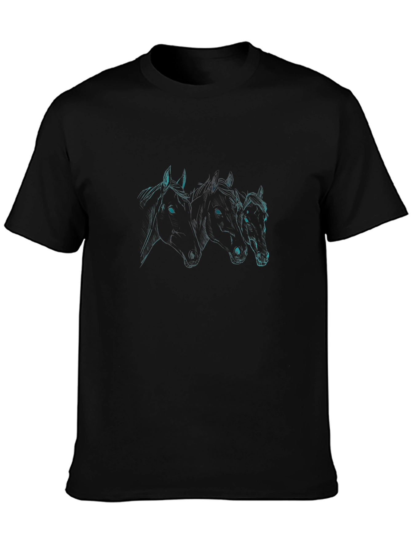 Horse Trio Graphic Tee - Sleek Black T-Shirt