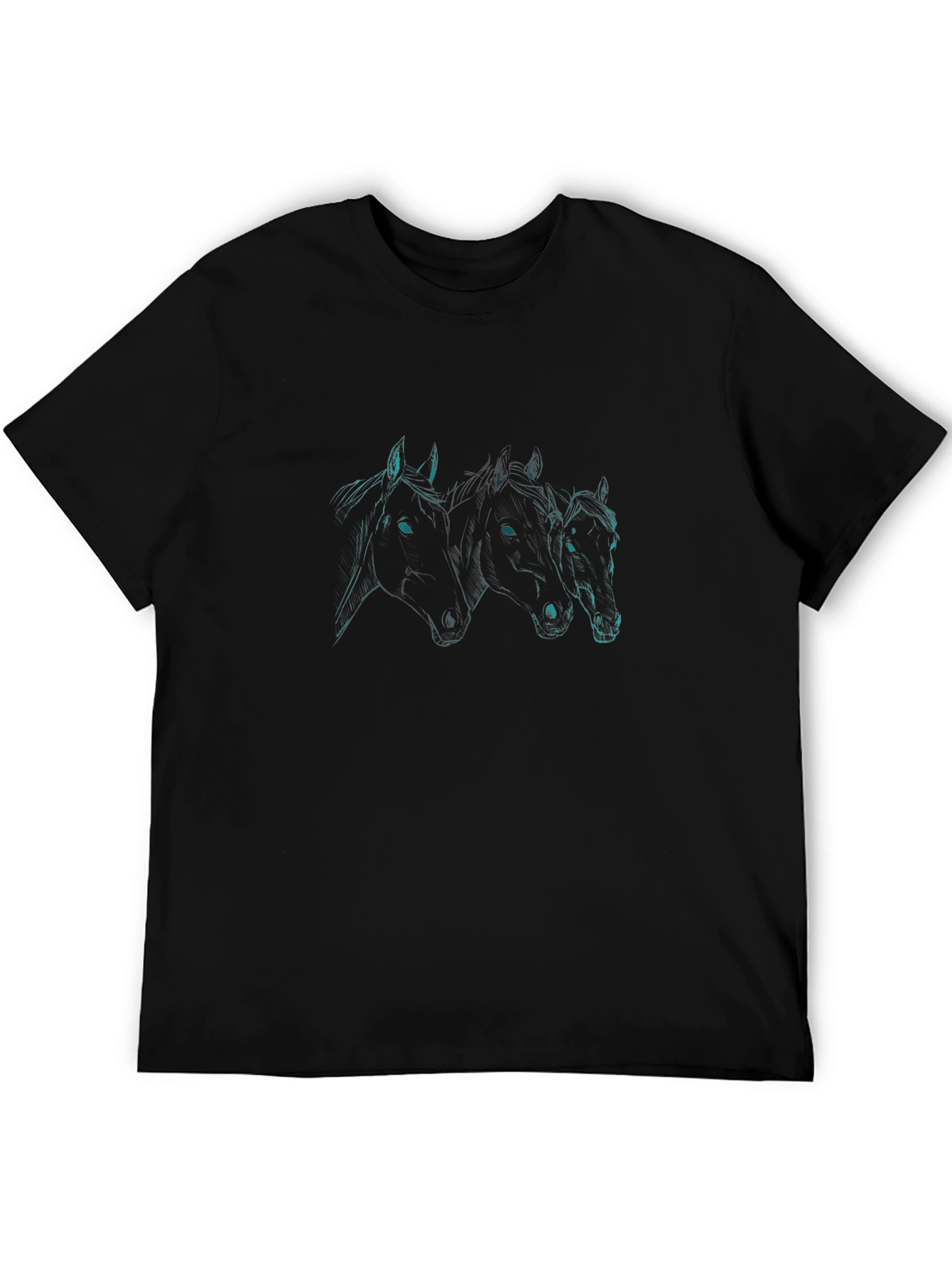 Horse Trio Graphic Tee - Sleek Black T-Shirt