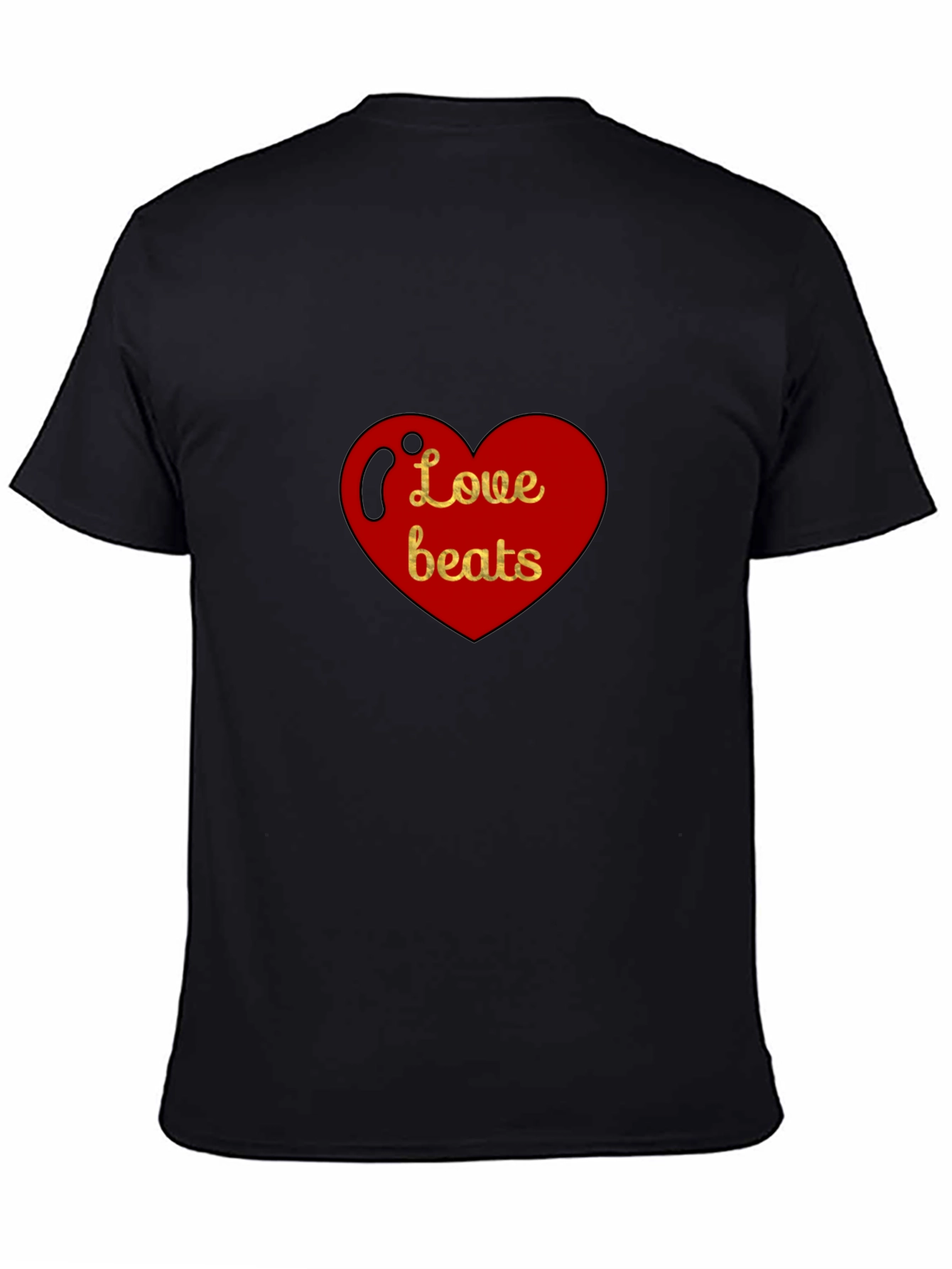 Love Beats Heart Graphic Black T-Shirt