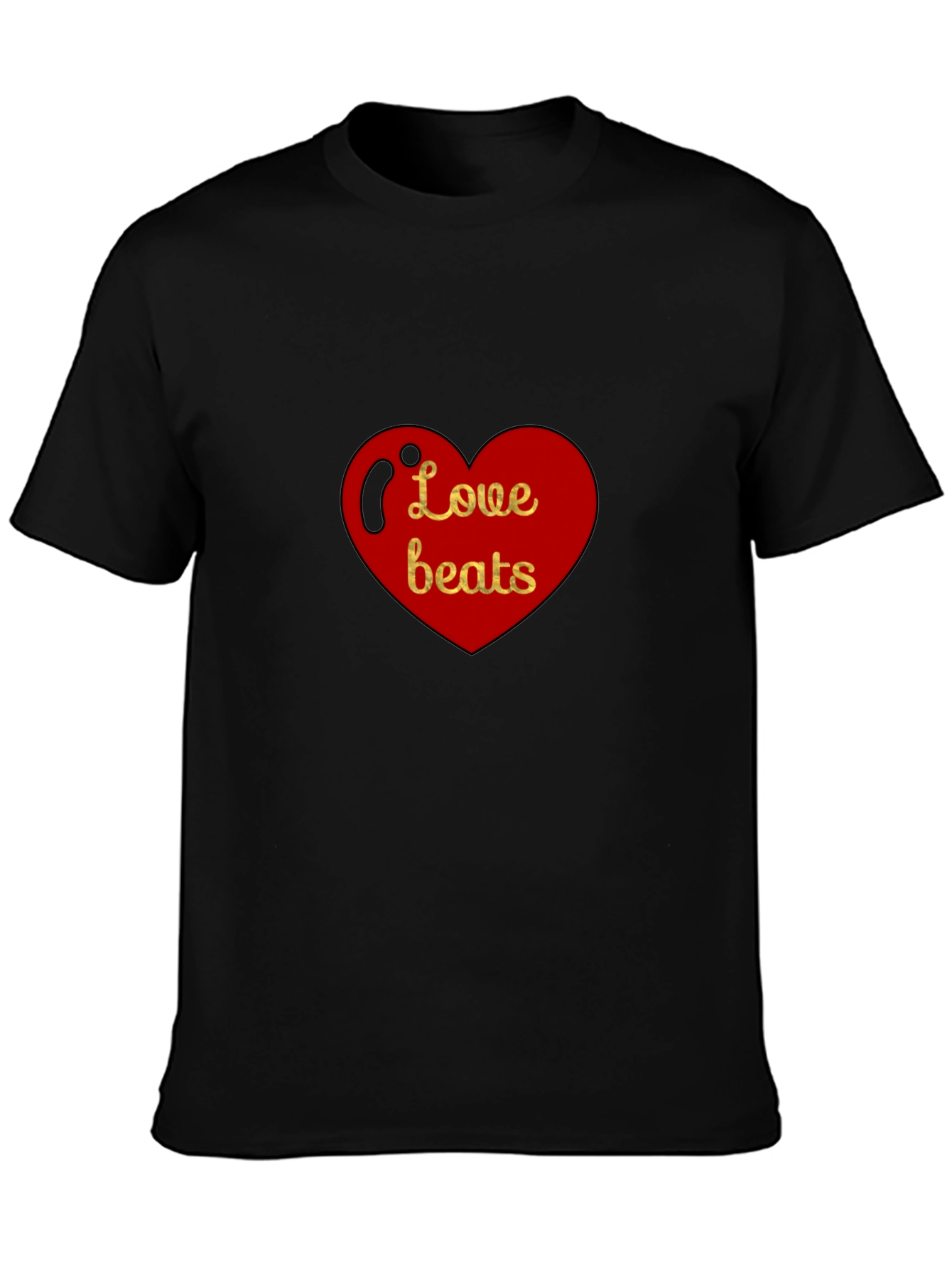 Love Beats Heart Graphic Black T-Shirt