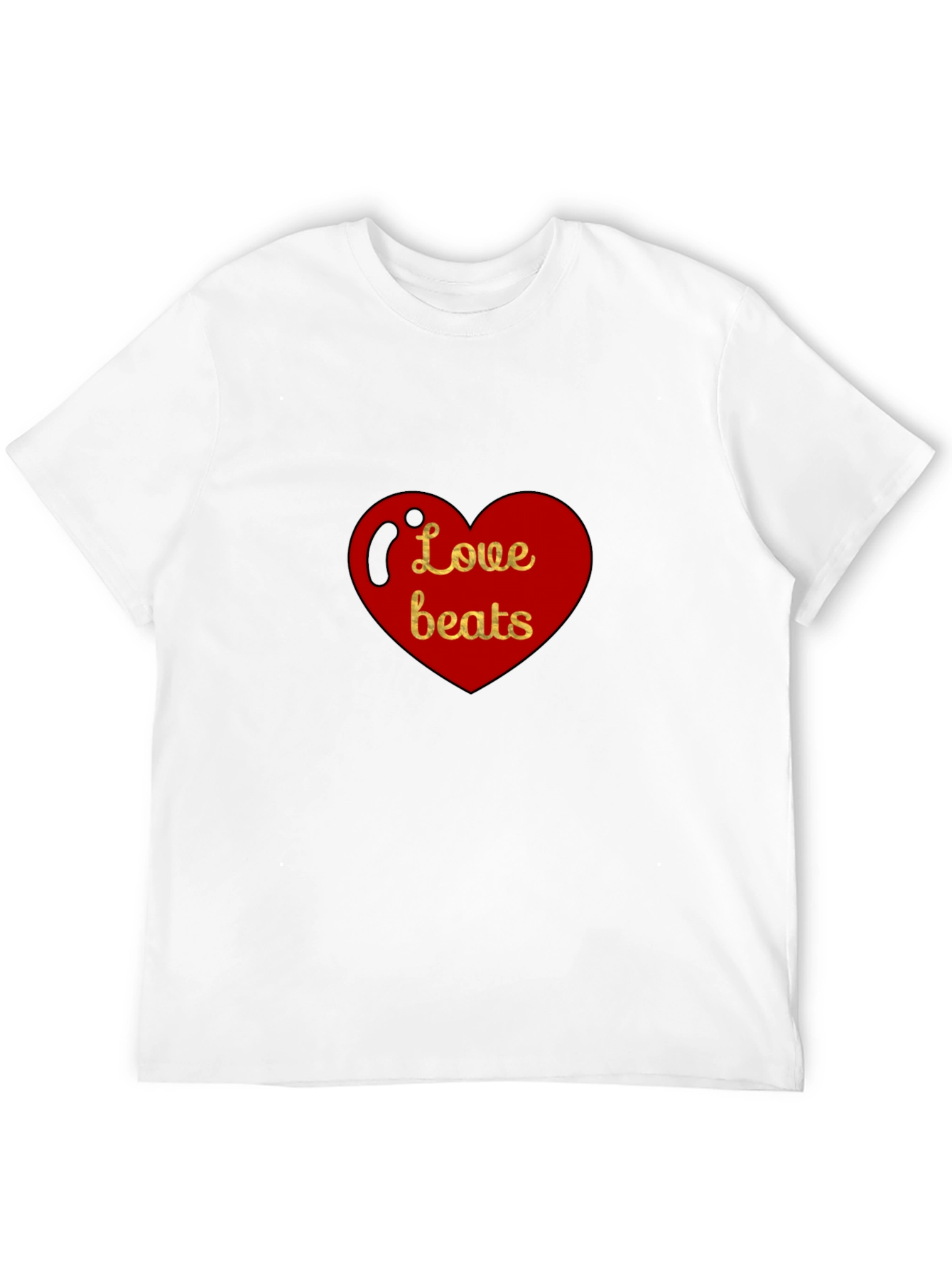 Love Beats Heart Graphic Black T-Shirt