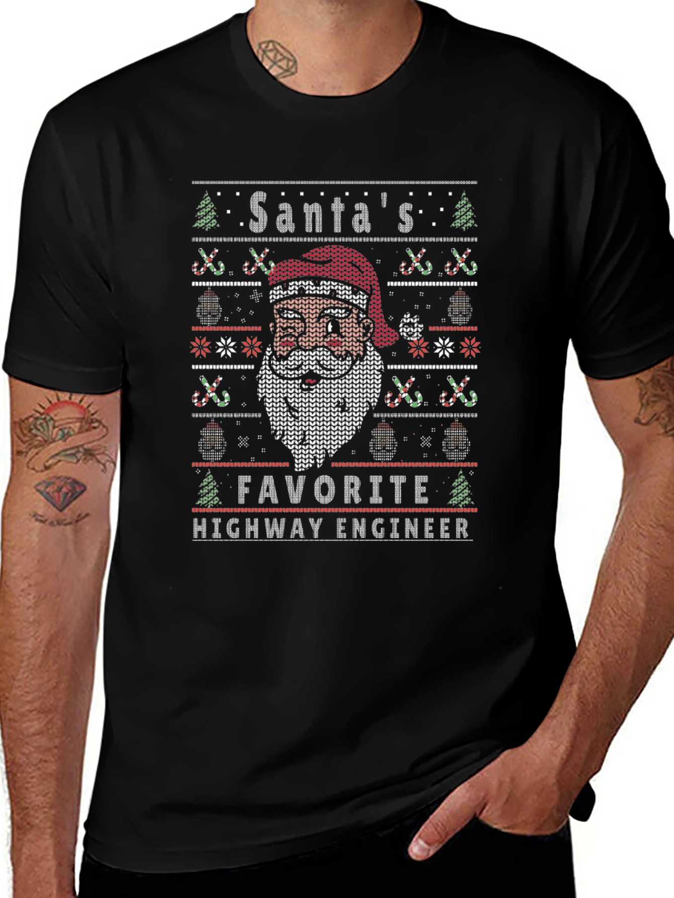 Santas Favorite Highway Engineer Christmas T-Shirt