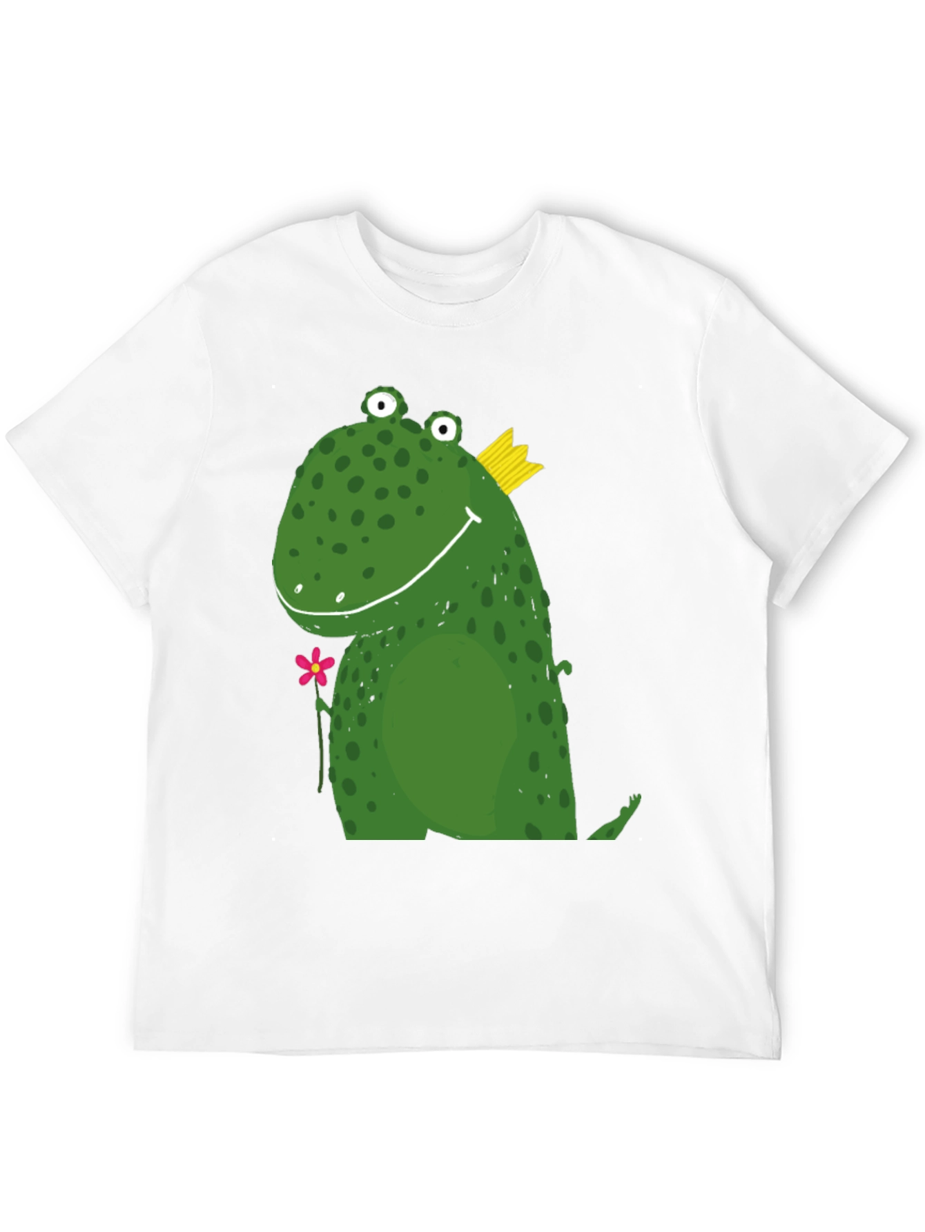 Cute Frog Prince Graphic Tee - Black Cotton T-Shirt
