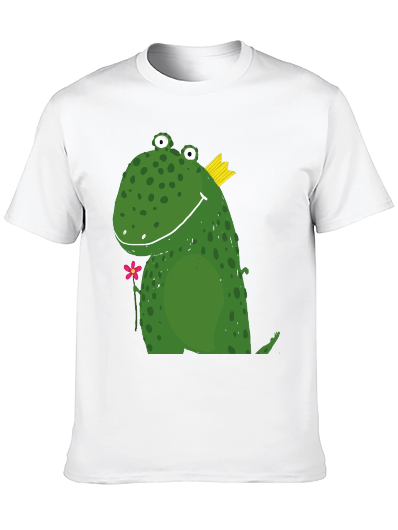 Cute Frog Prince Graphic Tee - Black Cotton T-Shirt