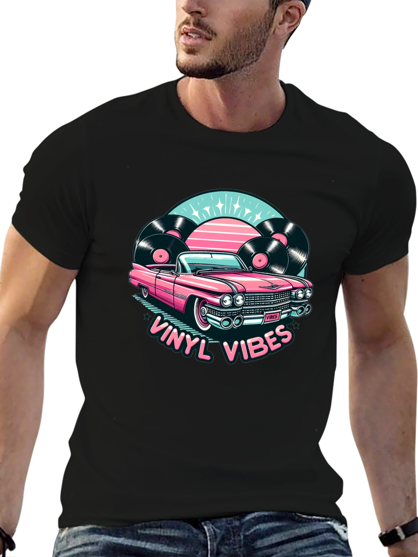 Vinyl Vibes Car T-Shirt - Retro Style