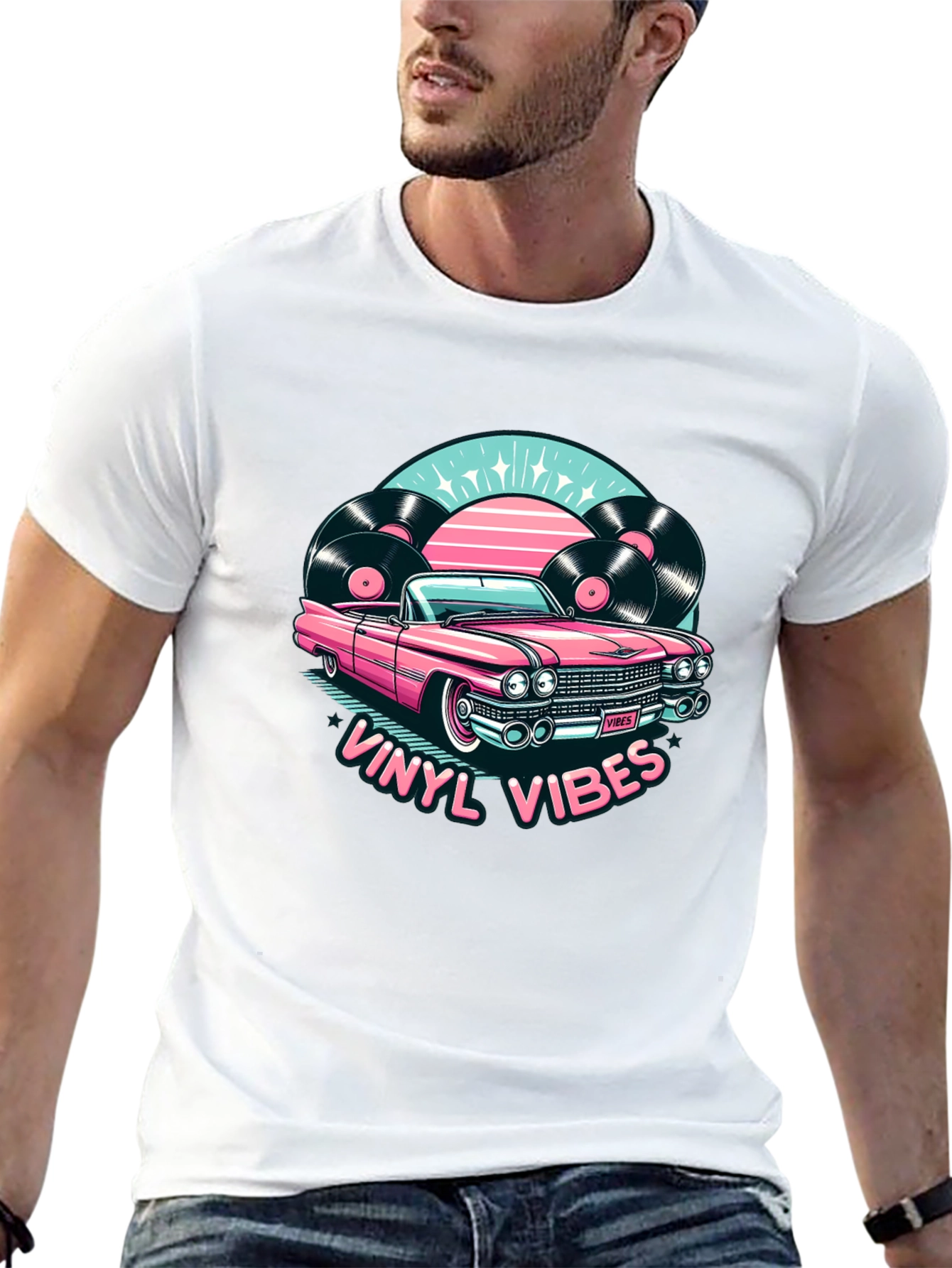 Vinyl Vibes Car T-Shirt - Retro Style