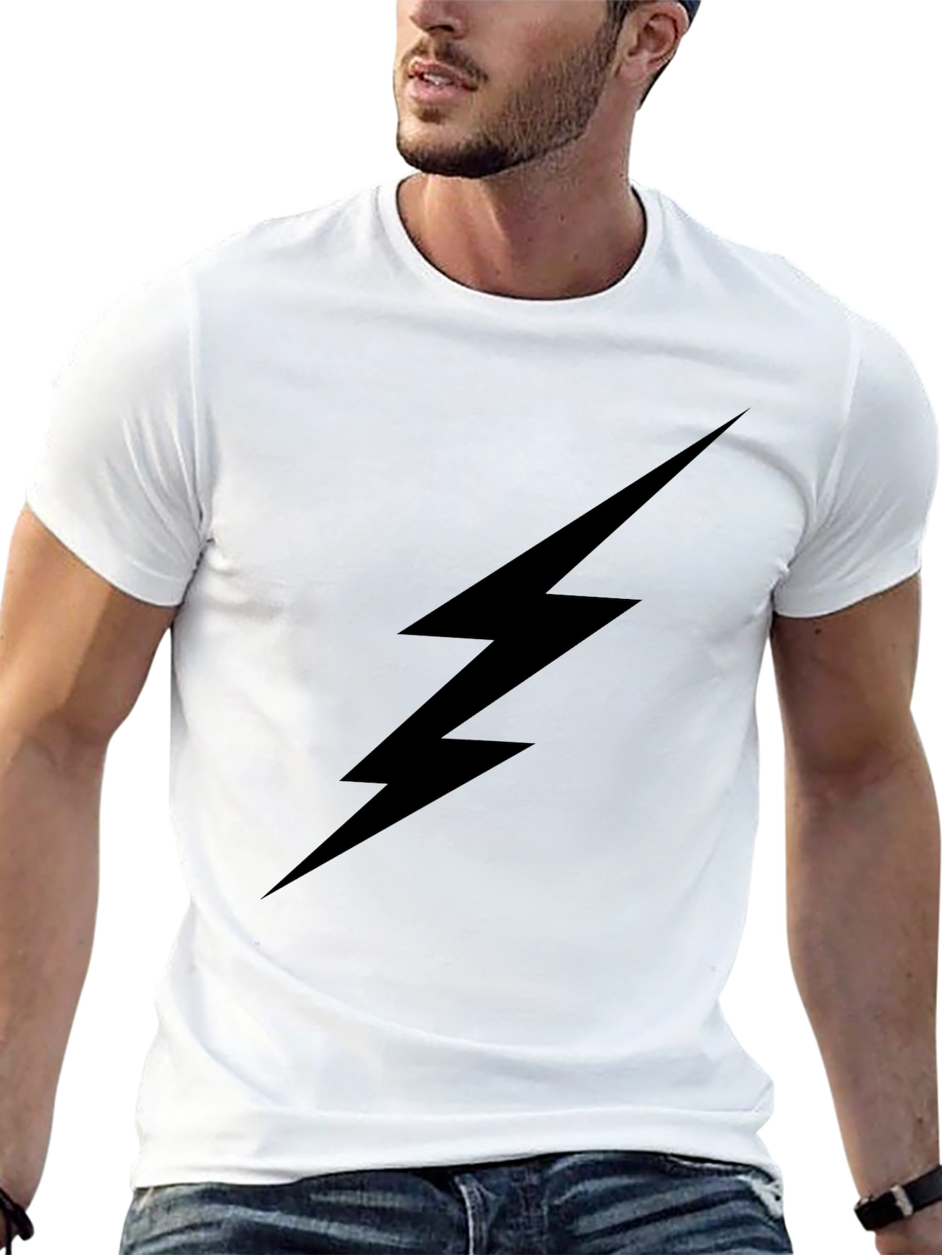 Black Lightning Bolt Graphic Tee - Mens Casual T-Shirt