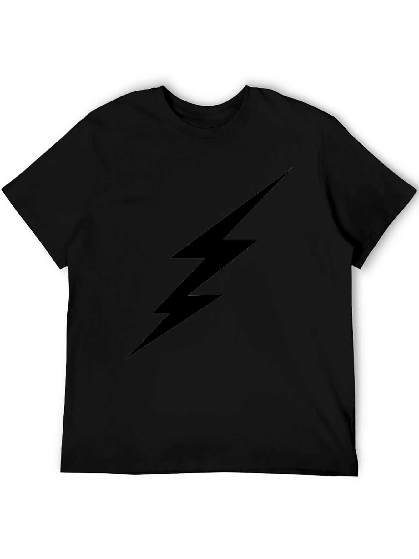 Black Lightning Bolt Graphic Tee - Mens Casual T-Shirt