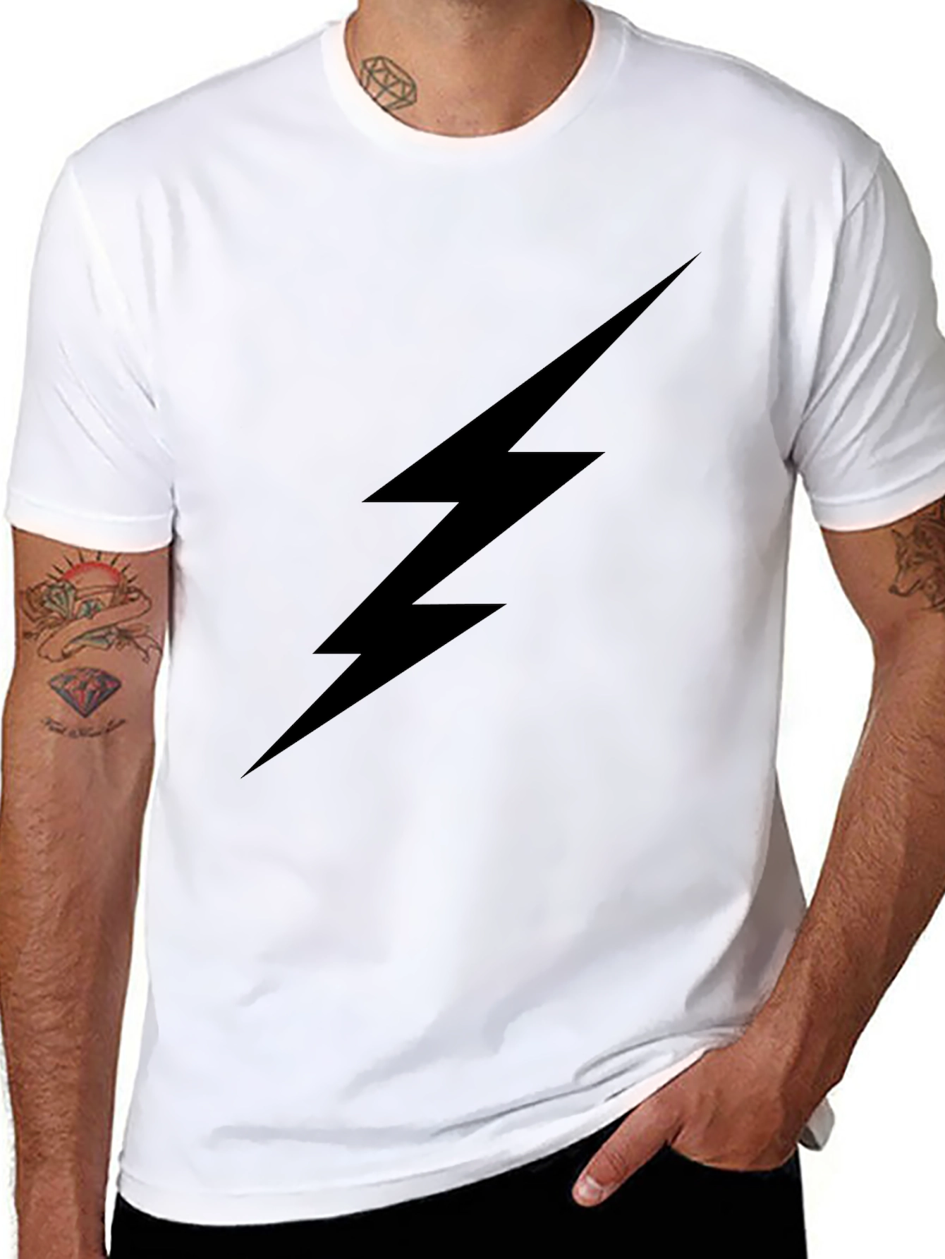 Black Lightning Bolt Graphic Tee - Mens Casual T-Shirt