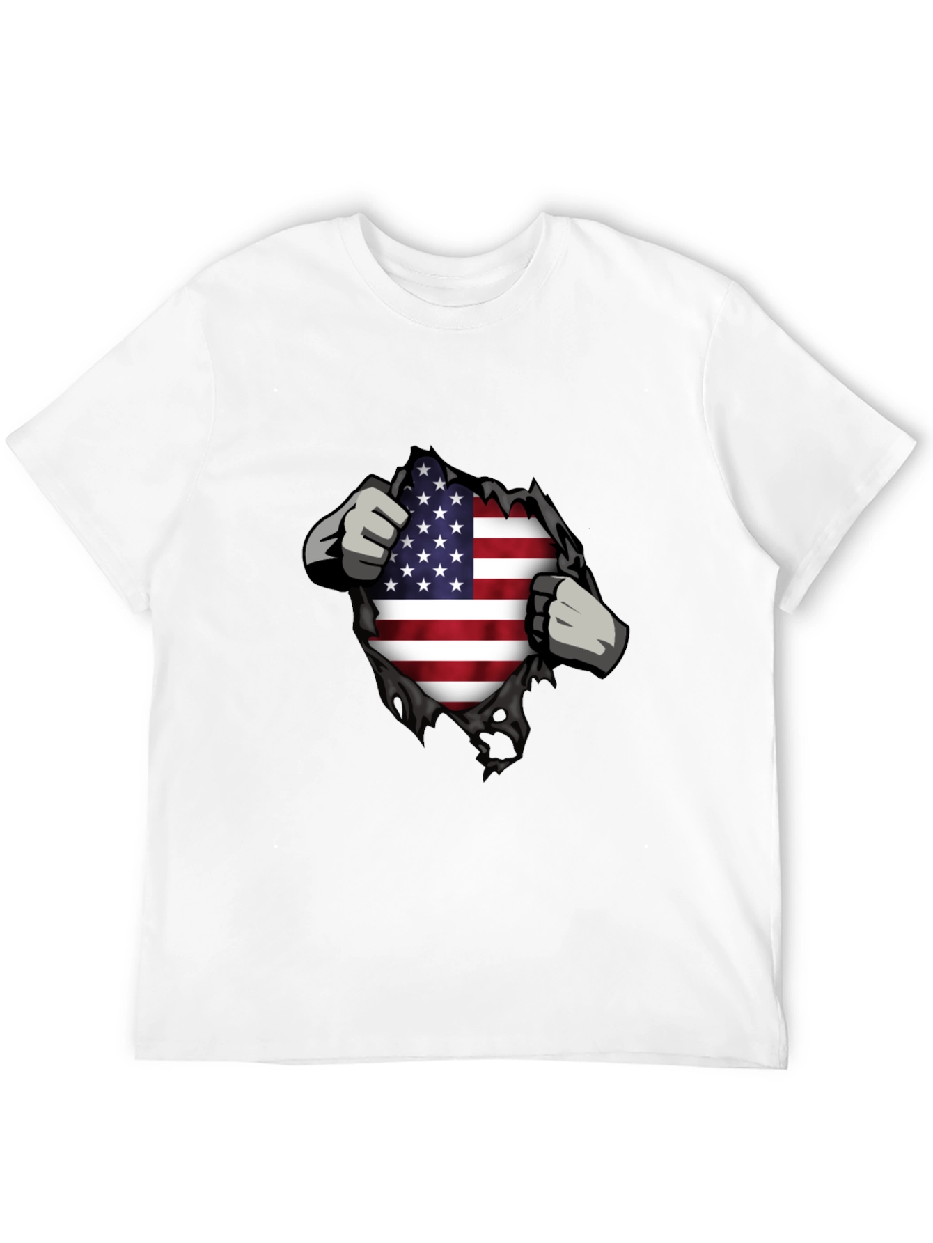 USA Flag Ripped T-Shirt - Patriotic Design