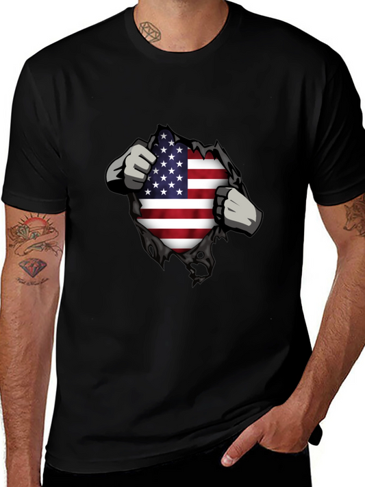 USA Flag Ripped T-Shirt - Patriotic Design