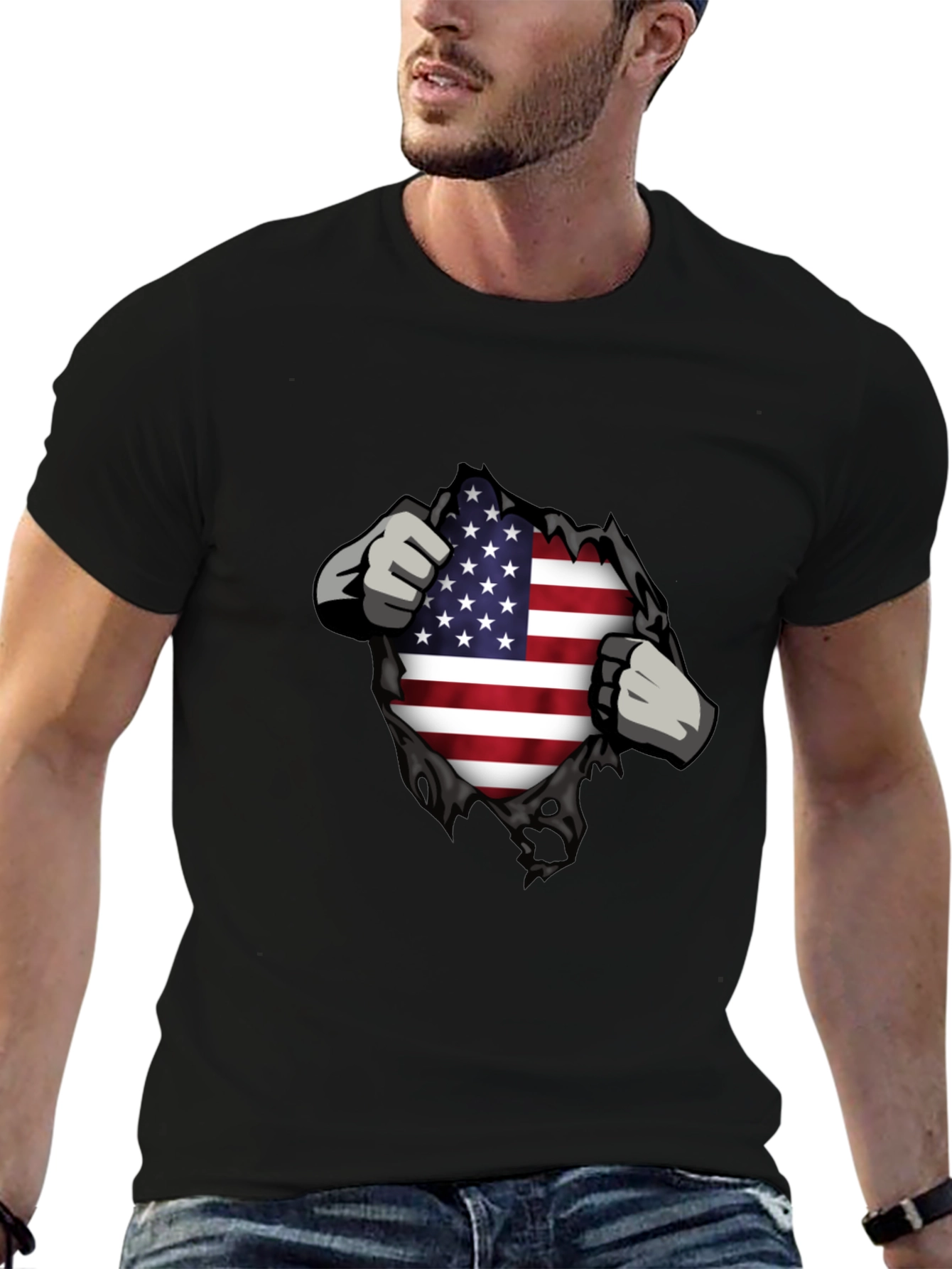USA Flag Ripped T-Shirt - Patriotic Design